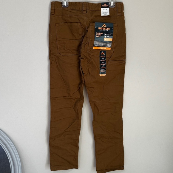 Tan Ridgecut Straight Fit Canvas Work Pants Size 32x34 - Picture 4 of 7